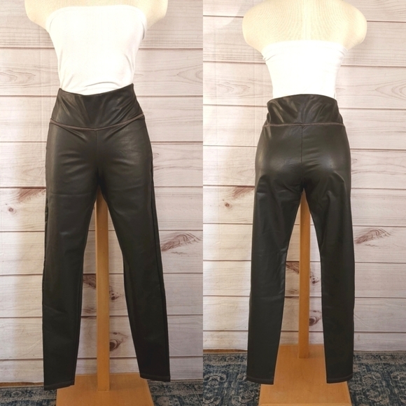 Athleta All Over Gleam Faux Leather Tight Legging in Arbor Olive Size Medium - Picture 2 of 11